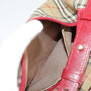 BURBERRY Nova Check Shoulder Bag Canvas Leather Beige Gold Red Auth 98900-26