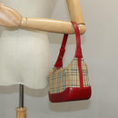 BURBERRY Nova Check Shoulder Bag Canvas Leather Beige Gold Red Auth 98900-27