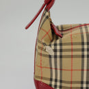 BURBERRY Nova Check Shoulder Bag Canvas Leather Beige Gold Red Auth 98900-3