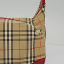 BURBERRY Nova Check Shoulder Bag Canvas Leather Beige Gold Red Auth 98900-4