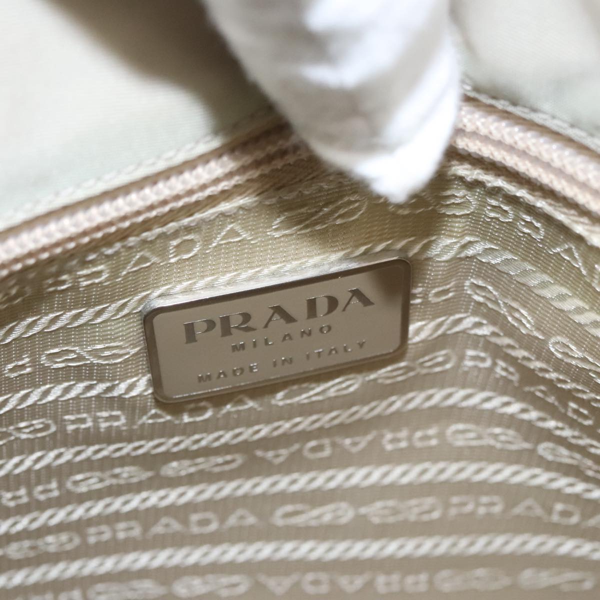 PRADA Hand Bag Nylon Gray Silver Auth 98905