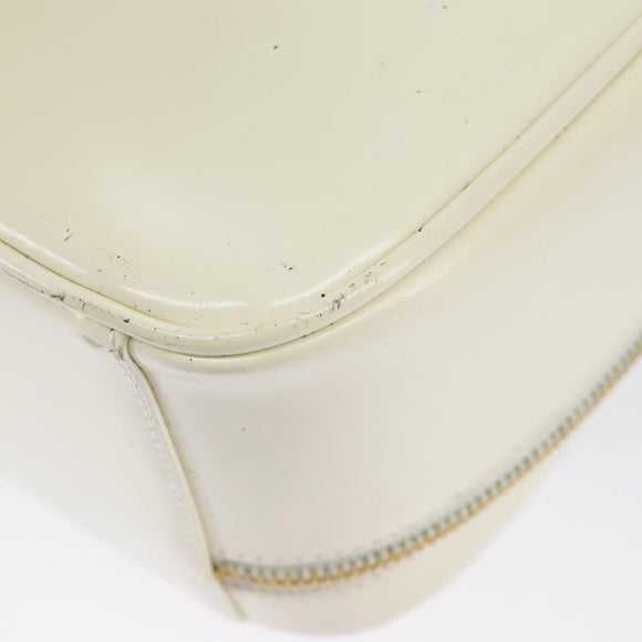 GUCCI Hand Bag Patent leather 2way Cream Gold Auth 98924