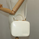 GUCCI Hand Bag Patent leather 2way Cream Gold Auth 98924-29