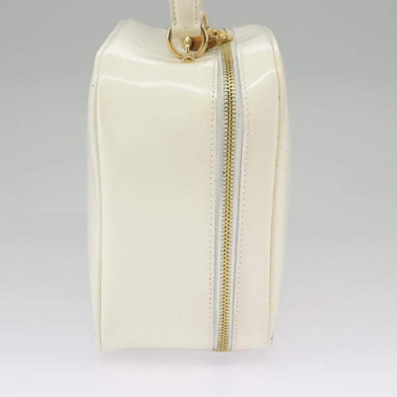 GUCCI Hand Bag Patent leather 2way Cream Gold Auth 98924
