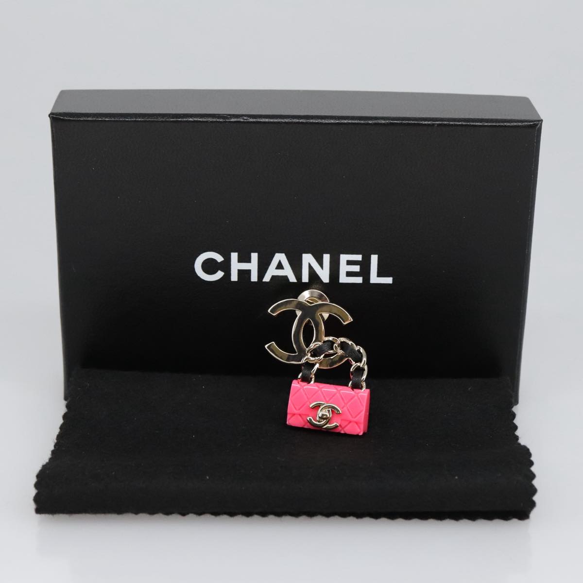 CHANEL COCO Mark Brooch metal Silver CC Auth 98931