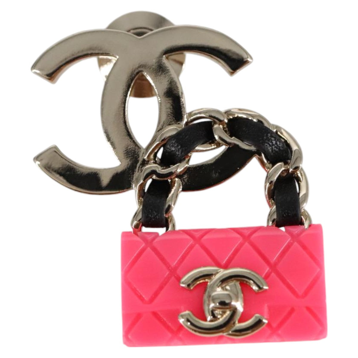 CHANEL COCO Mark Brooch metal Silver CC Auth 98931 - 0