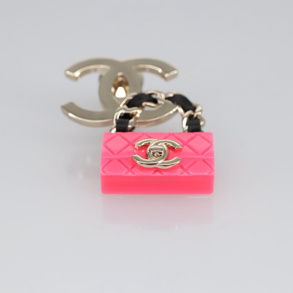 CHANEL COCO Mark Brooch metal Silver CC Auth 98931