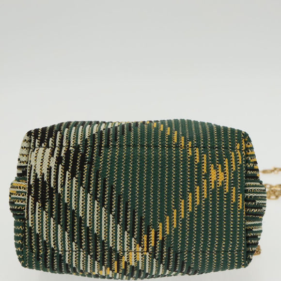 BURBERRY Mini Peg Duffle Bag Chain Hand Bag Green Auth 98935SV