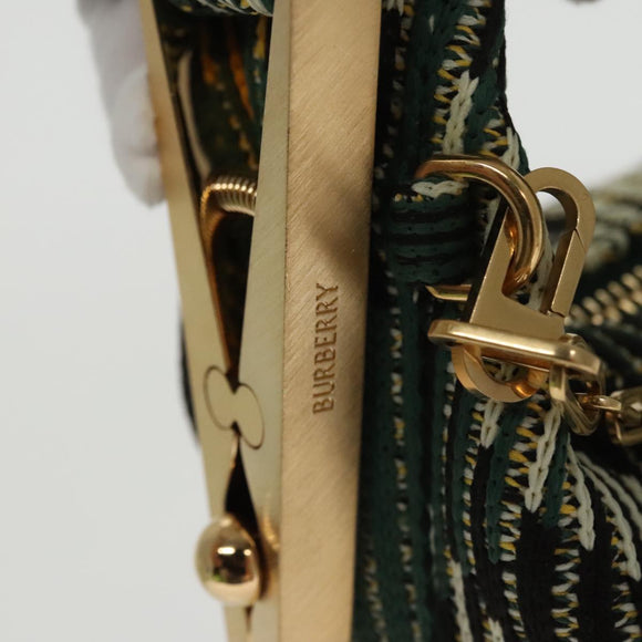 BURBERRY Mini Peg Duffle Bag Chain Hand Bag Green Auth 98935SV
