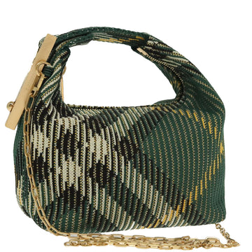 BURBERRY Mini Peg Duffle Bag Chain Hand Bag Green Auth 98935SV