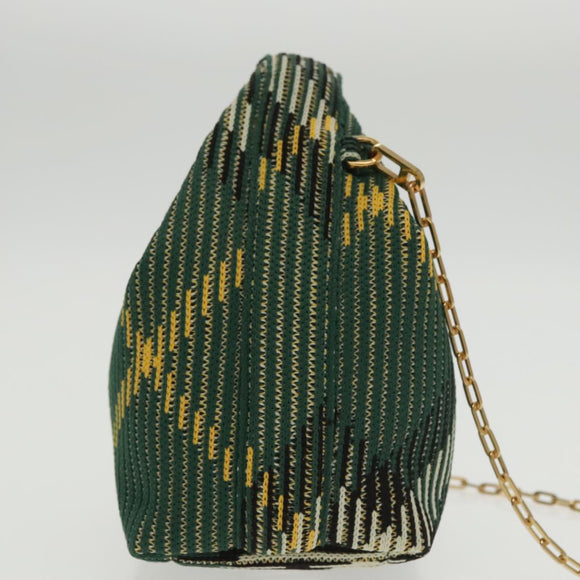 BURBERRY Mini Peg Duffle Bag Chain Hand Bag Green Auth 98935SV