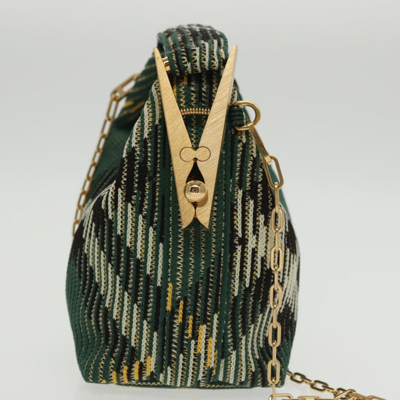 BURBERRY Mini Peg Duffle Bag Chain Hand Bag Green Auth 98935SV