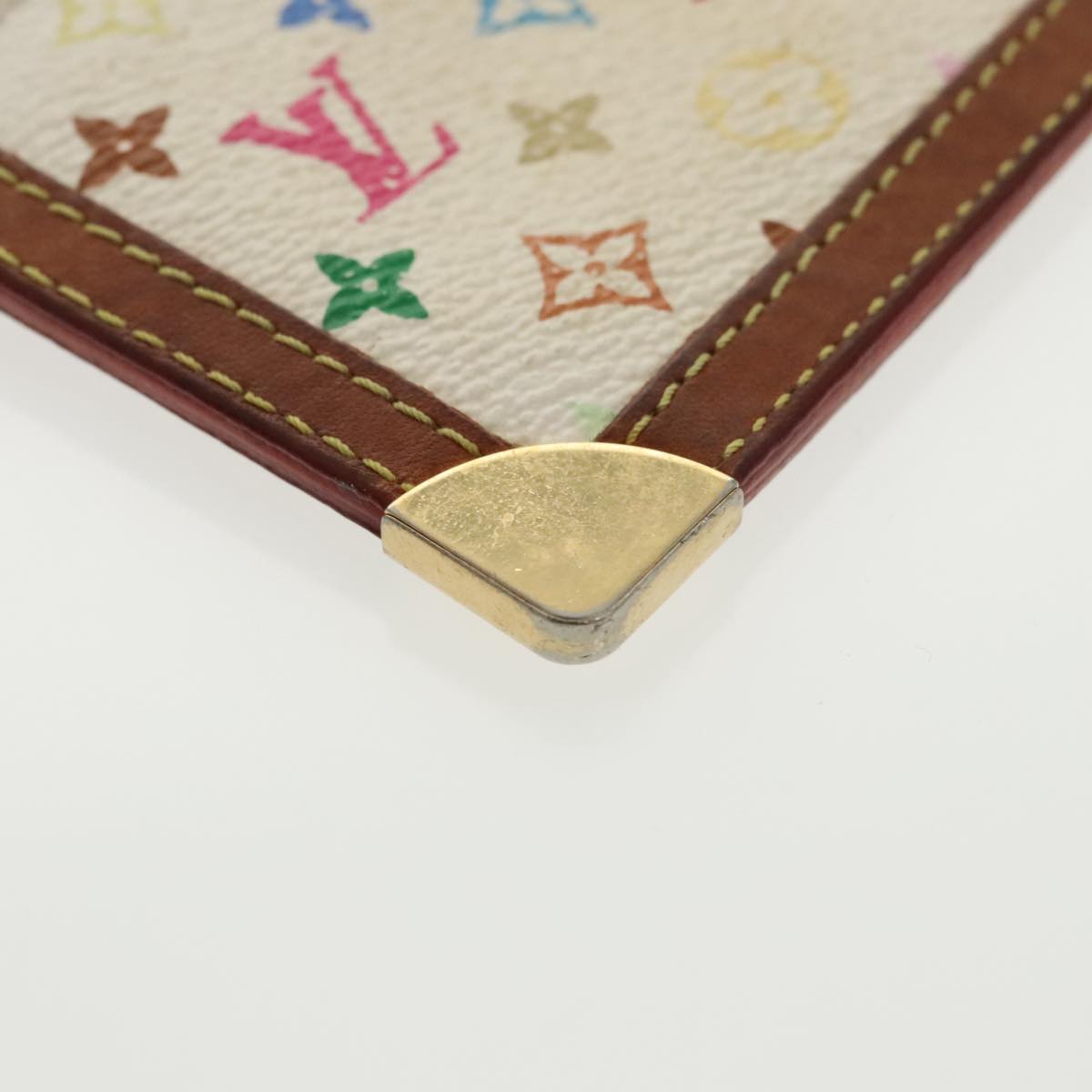 LOUIS VUITTON Multicolor Pochette Cles Coin Purse White M92655 LV Auth 98936