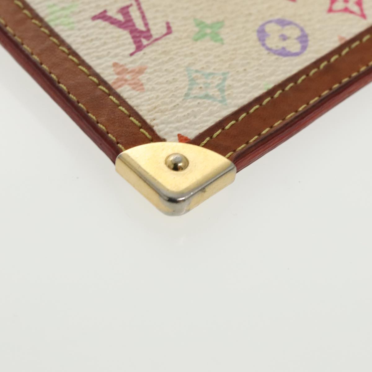 LOUIS VUITTON Multicolor Pochette Cles Coin Purse White M92655 LV Auth 98936