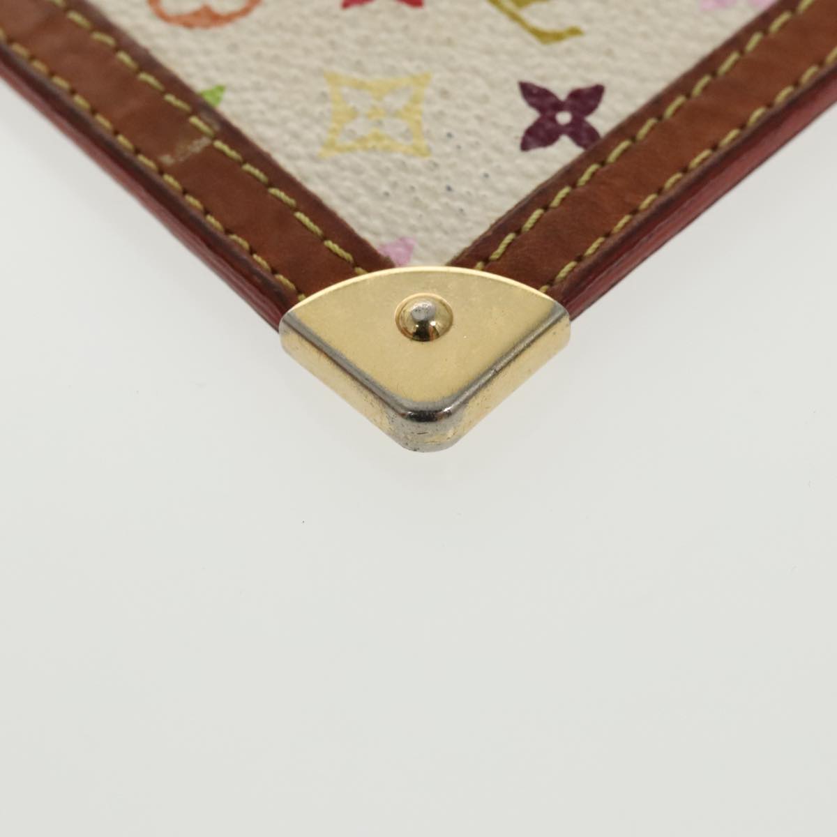 LOUIS VUITTON Multicolor Pochette Cles Coin Purse White M92655 LV Auth 98936