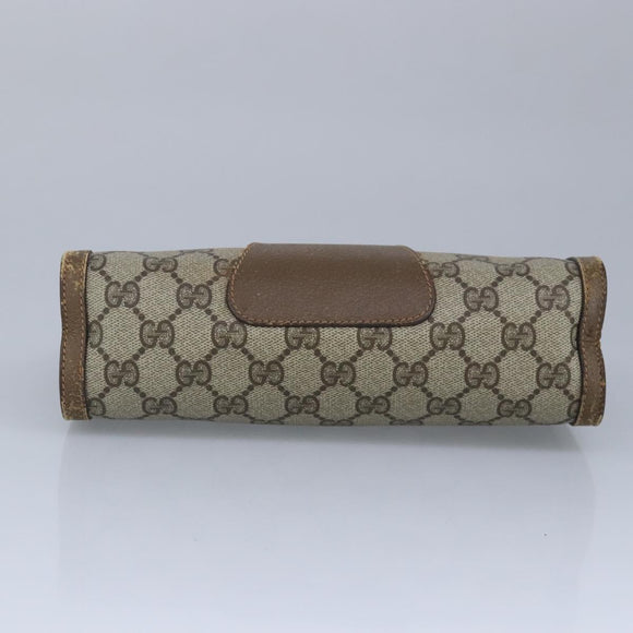 GUCCI GG Supreme Web Sherry Line Clutch Bag PVC Beige Red Auth 98953