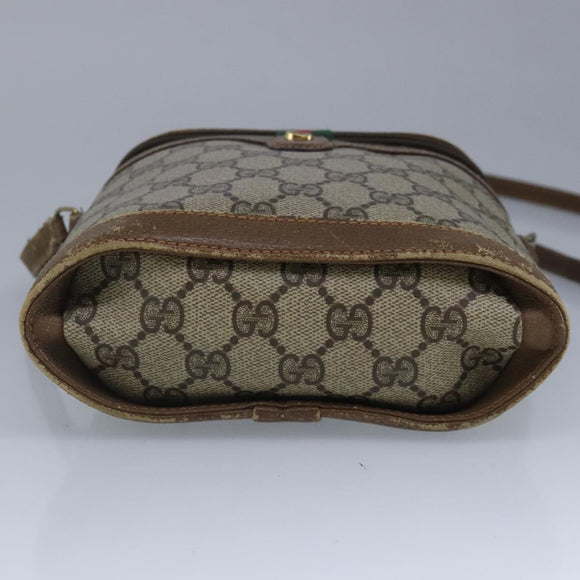 GUCCI GG Supreme Web Sherry Line Shoulder Bag PVC Beige Red Auth 98956