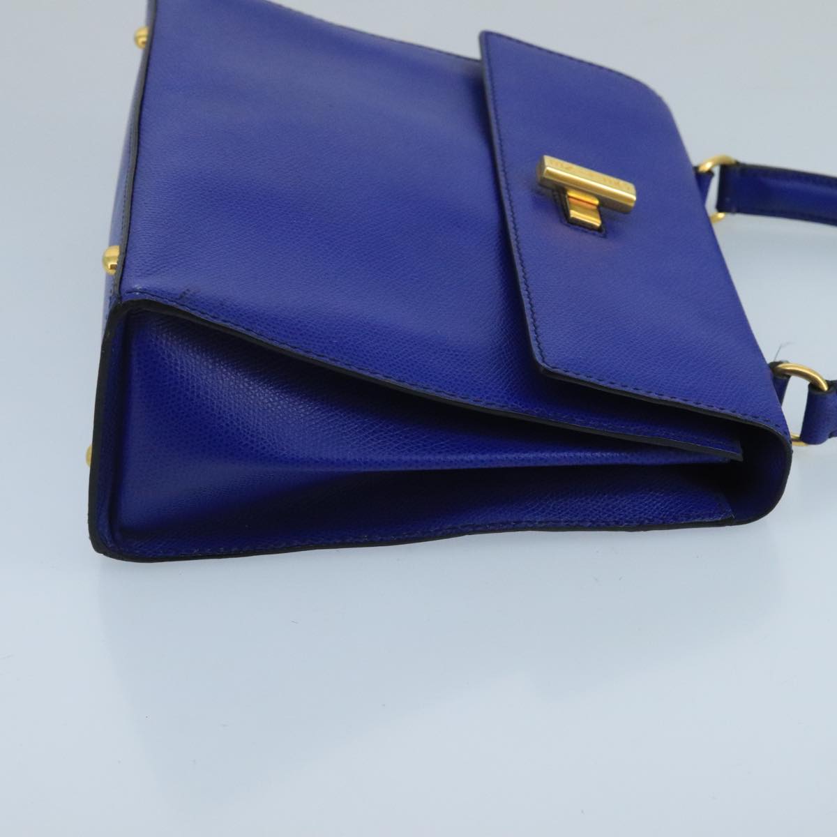 CELINE Hand Bag Leather 2way Blue Auth 98963