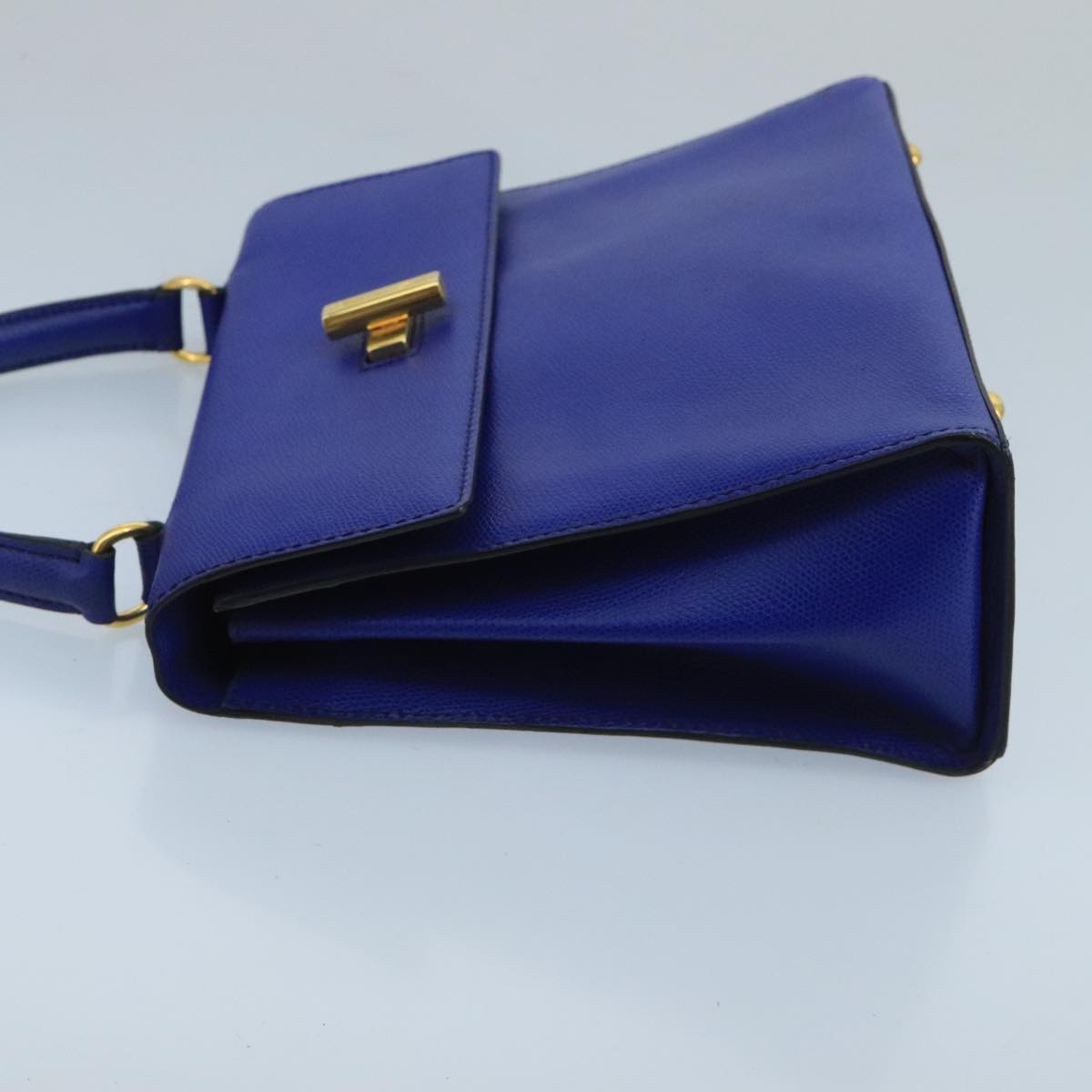 CELINE Hand Bag Leather 2way Blue Auth 98963