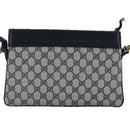 GUCCI GG Supreme Sherry Line Shoulder Bag PVC Navy Gold Auth 98968-2