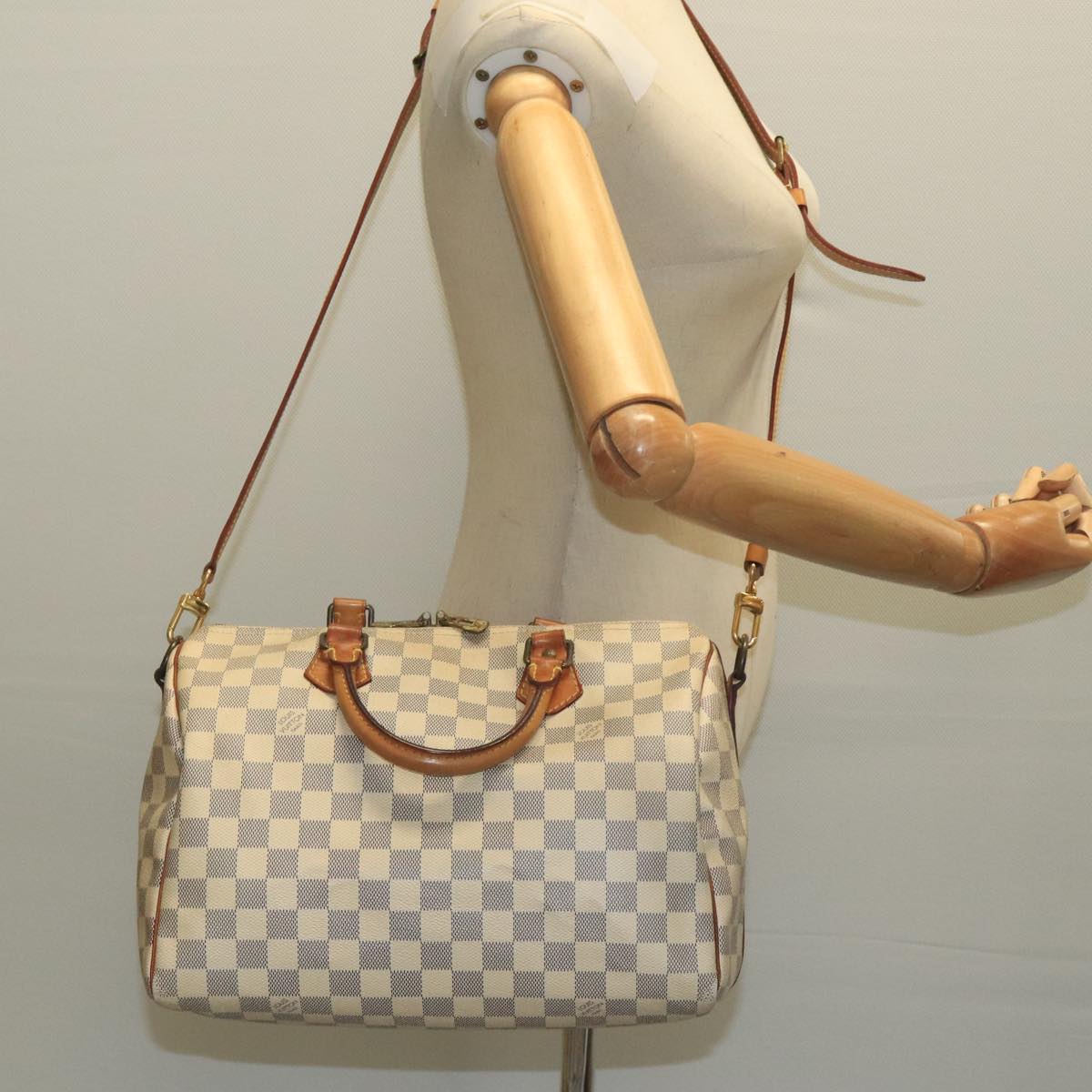 LOUIS VUITTON Damier Azur Speedy Bandouliere 30 Hand Bag 2way N41052 Auth 98985