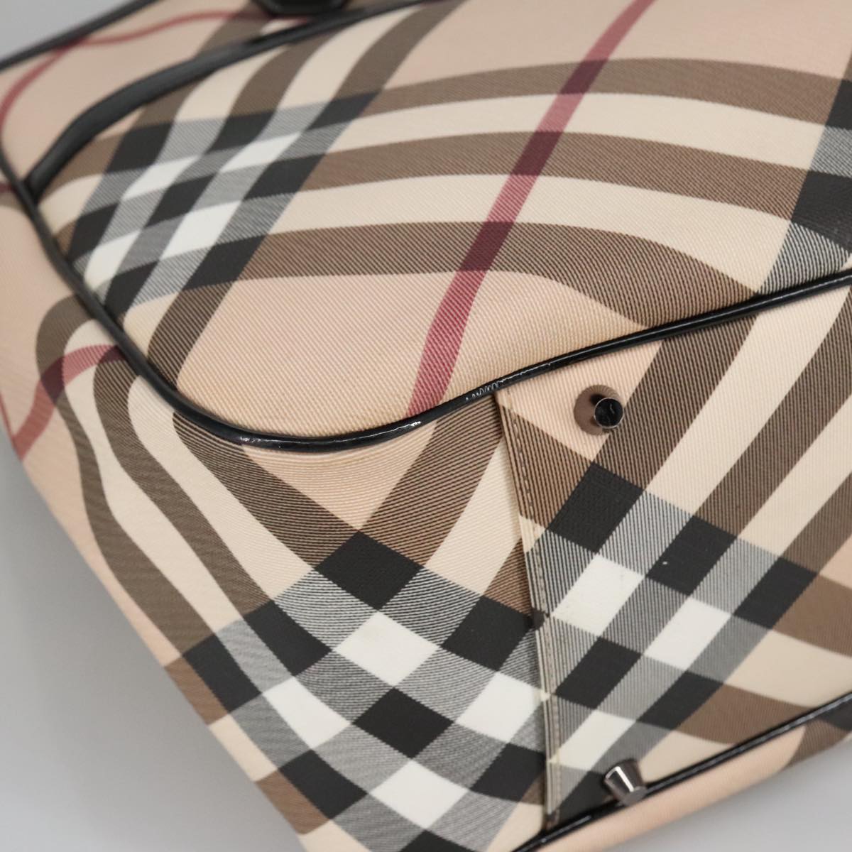 BURBERRY Nova Check Tote Bag PVC Beige Auth 98986