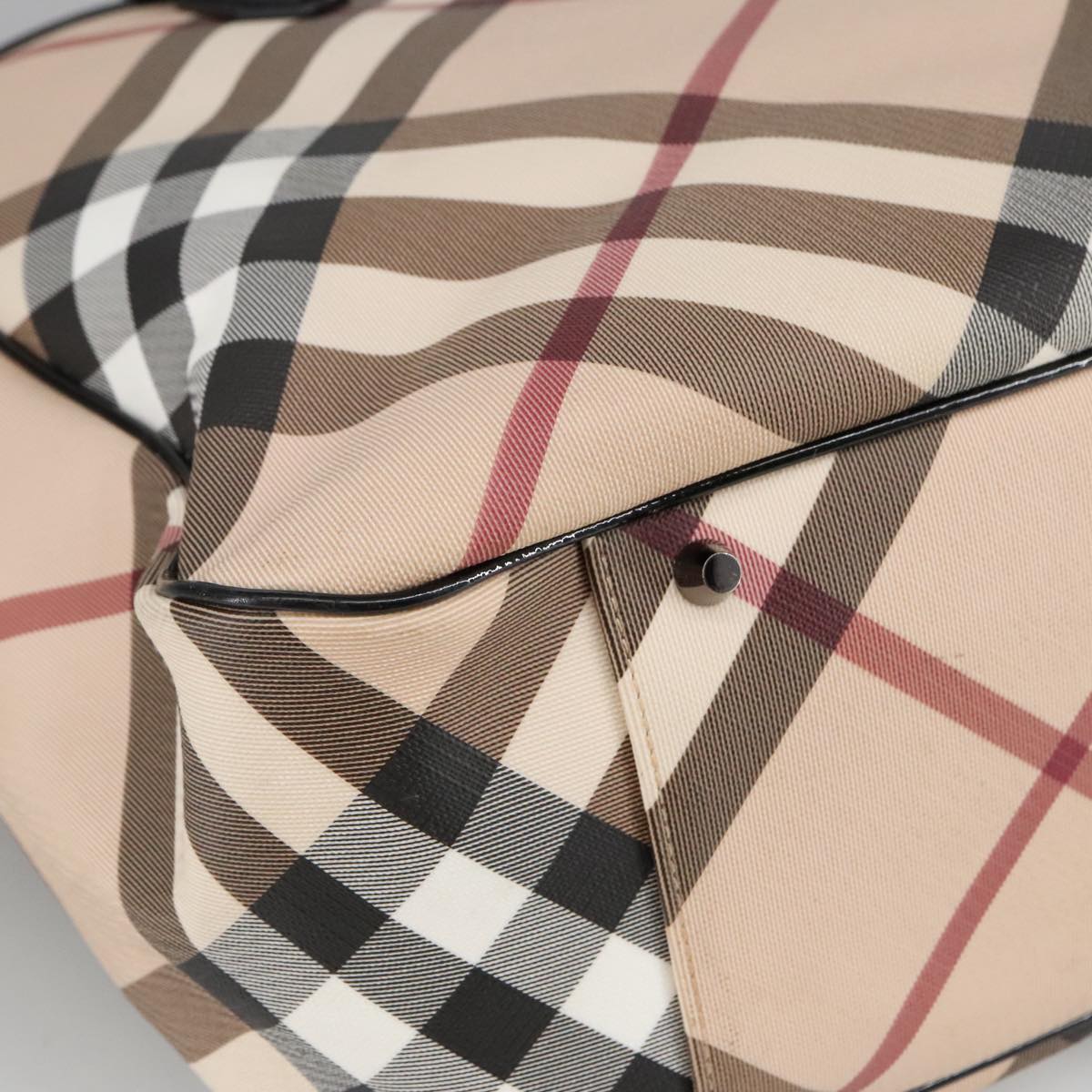 BURBERRY Nova Check Tote Bag PVC Beige Auth 98986