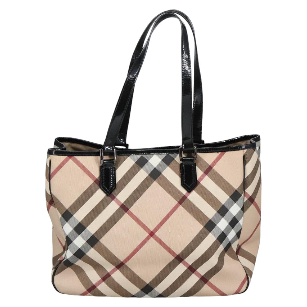 BURBERRY Nova Check Tote Bag PVC Beige Auth 98986 - 0