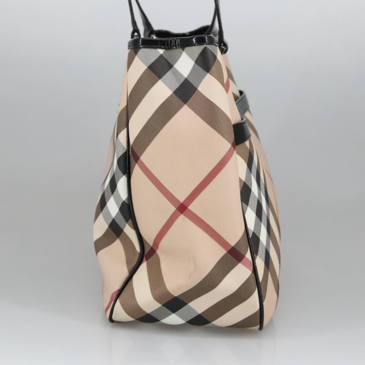 BURBERRY Nova Check Tote Bag PVC Beige Auth 98986