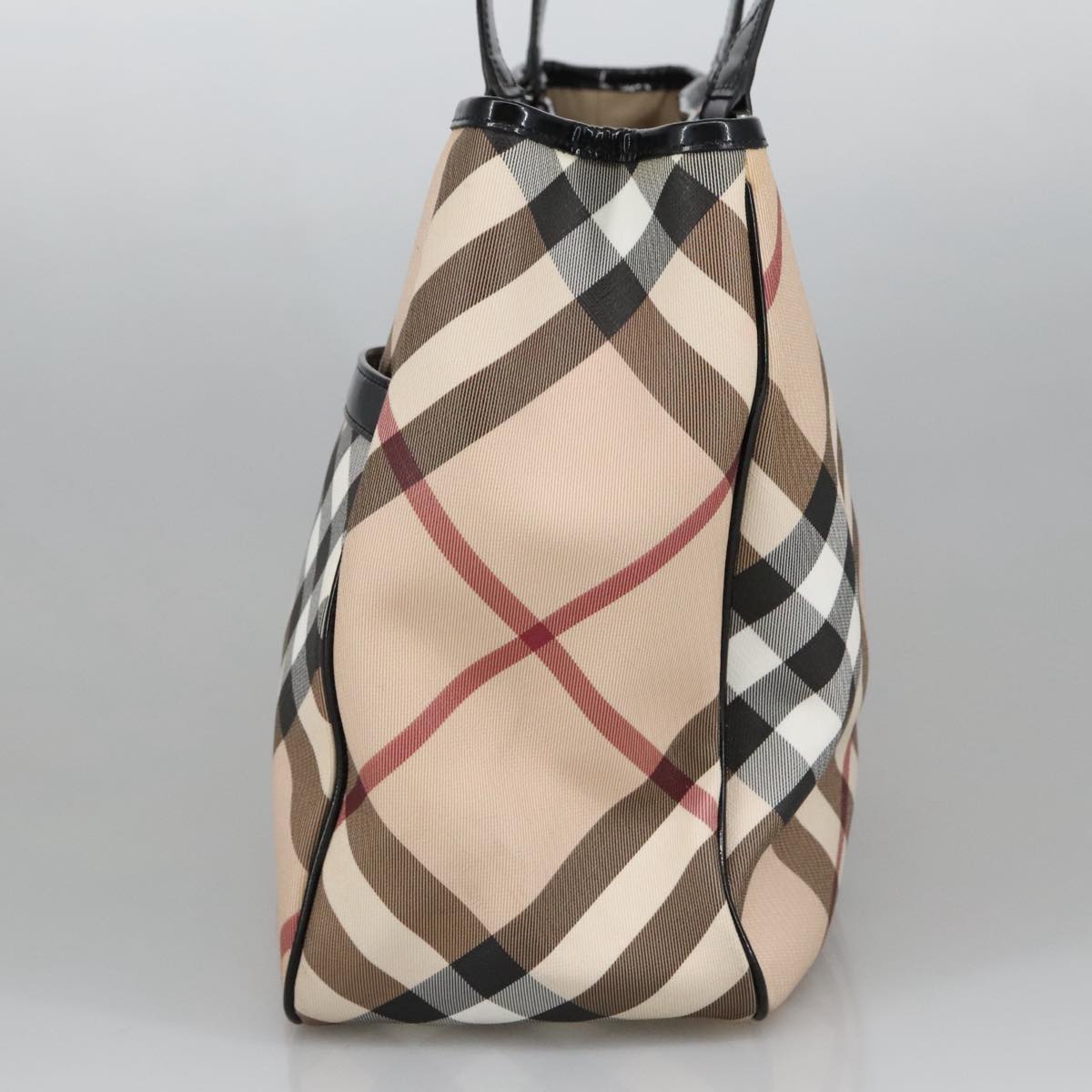 BURBERRY Nova Check Tote Bag PVC Beige Auth 98986