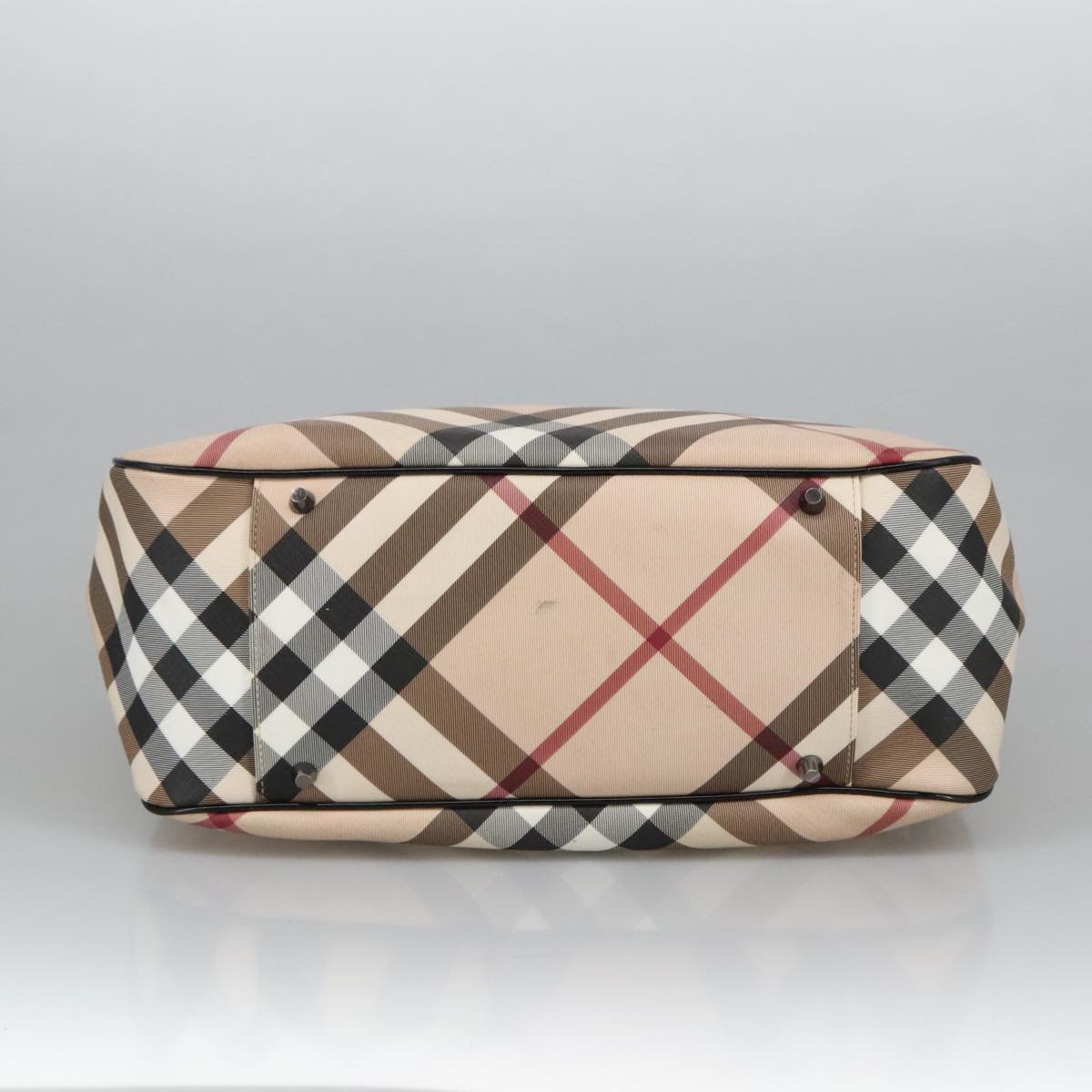 BURBERRY Nova Check Tote Bag PVC Beige Auth 98986