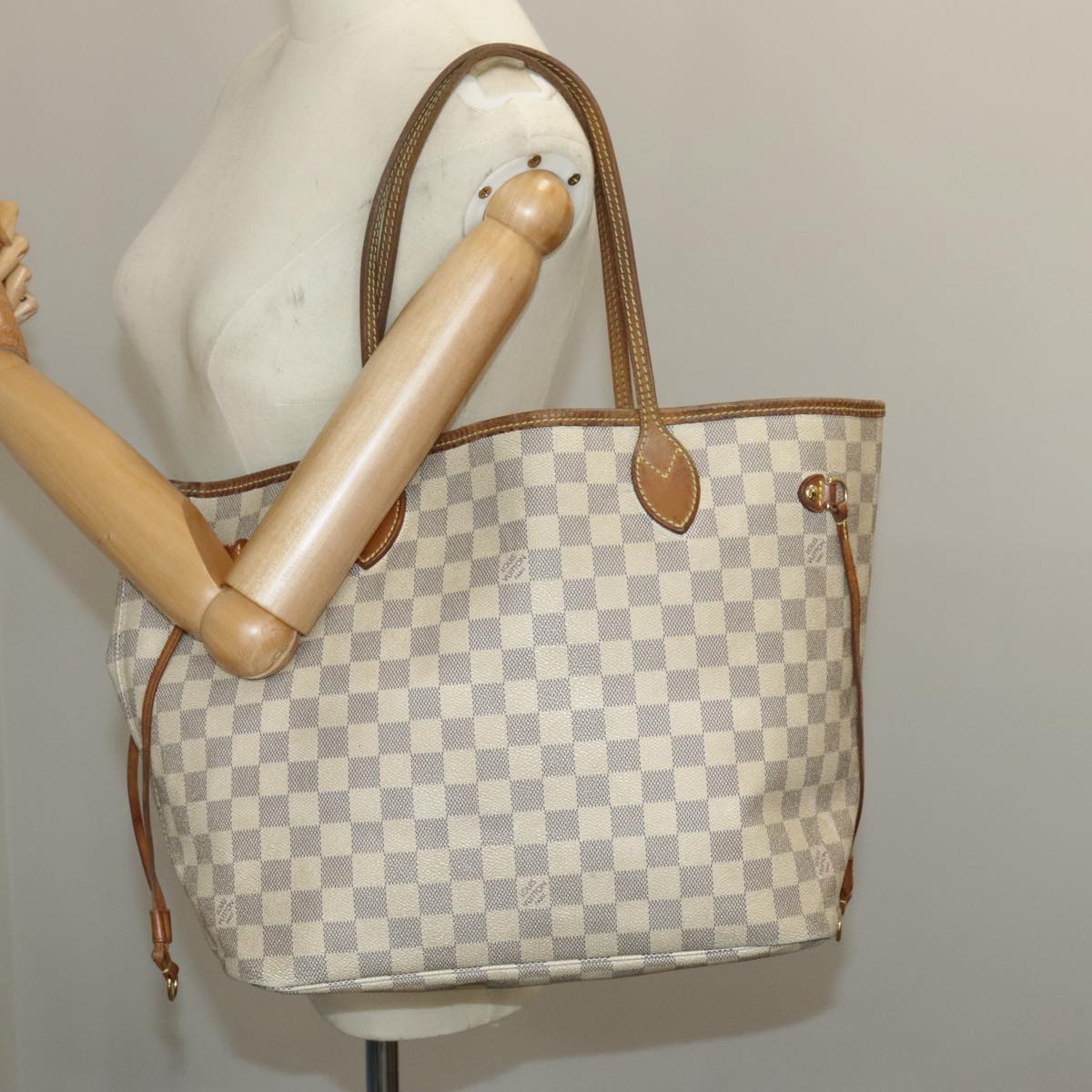 LOUIS VUITTON Damier Azur Neverfull MM Tote Bag N51107 LV Auth 98989