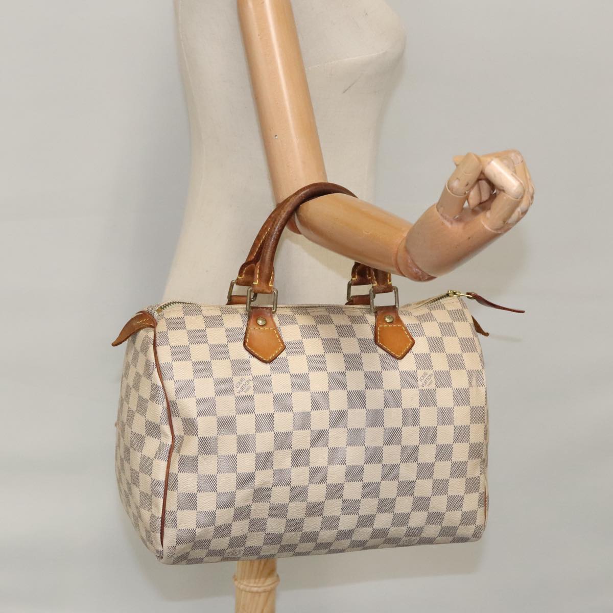 LOUIS VUITTON Damier Azur Speedy 30 Hand Bag N41533 LV Auth 99013