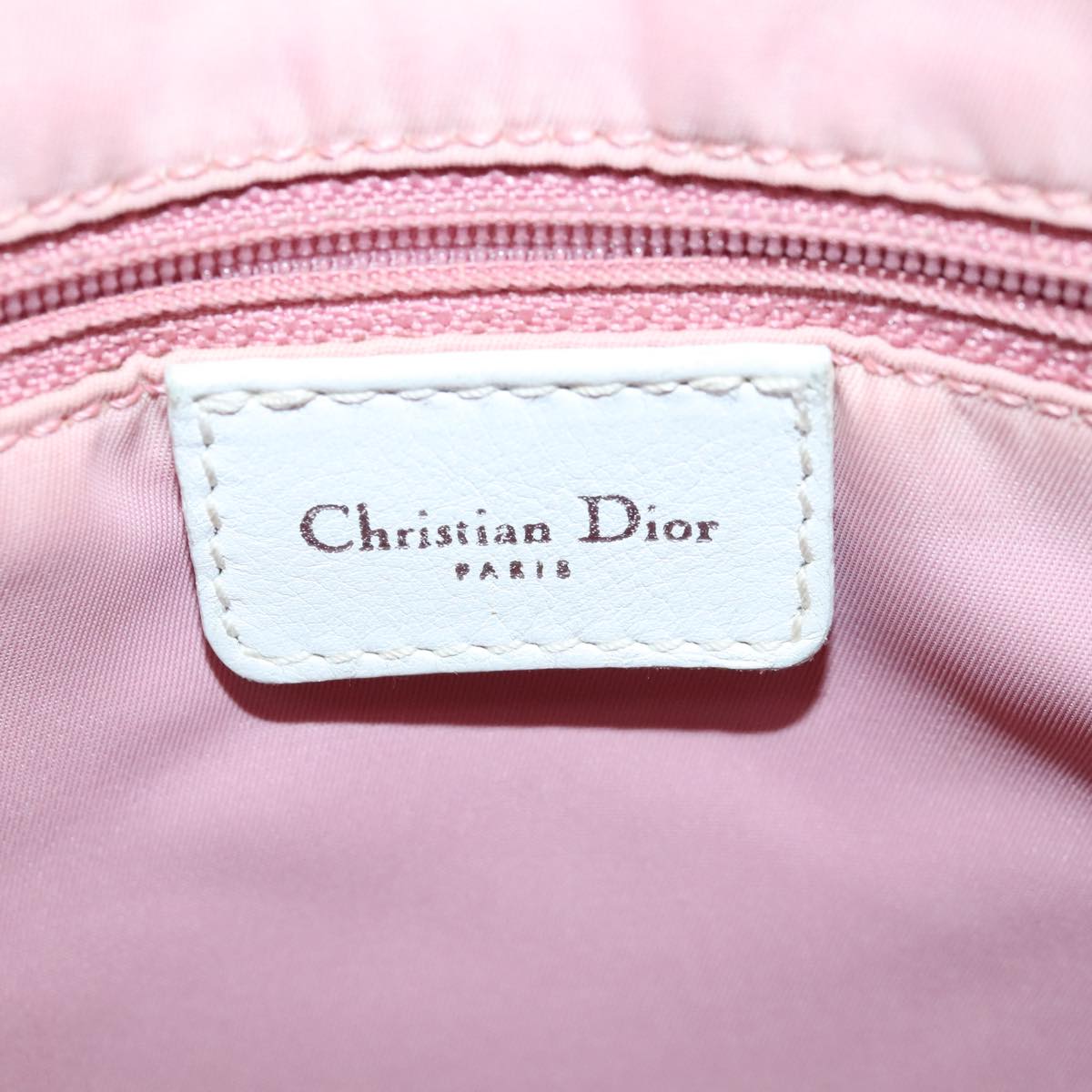 Christian Dior Trotter Canvas Tote Bag Pink Silver Auth 99037