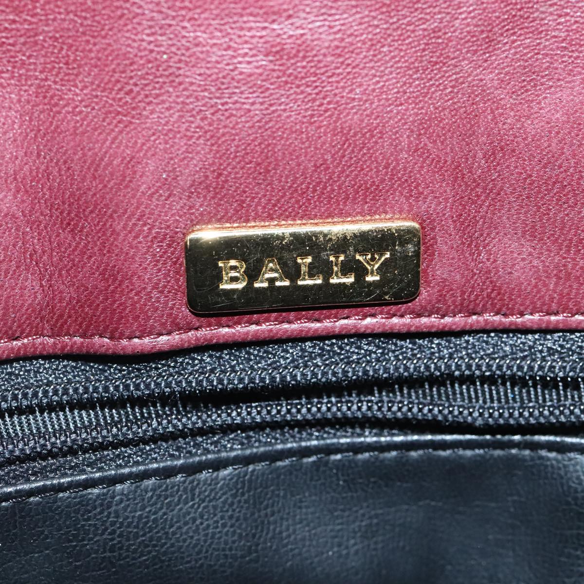 BALLY Matelasse Hand Bag Leather 2way Brown Gold Auth 99045