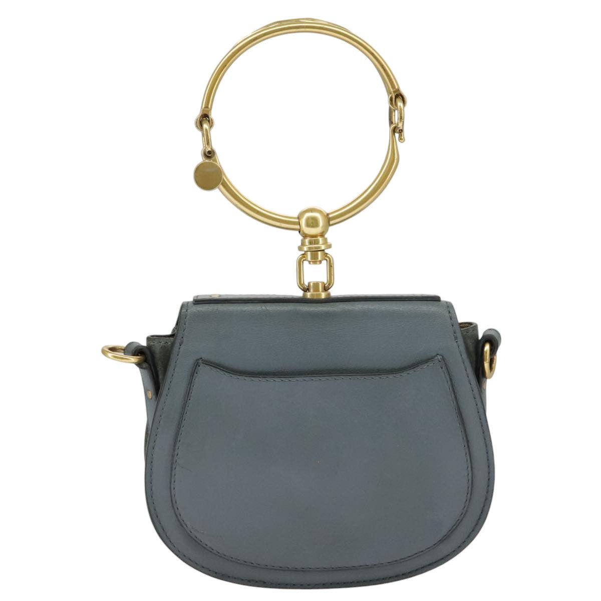 Chloe Nile small bracelet Hand Bag Leather 2way Blue Gold Auth 99046 - 0