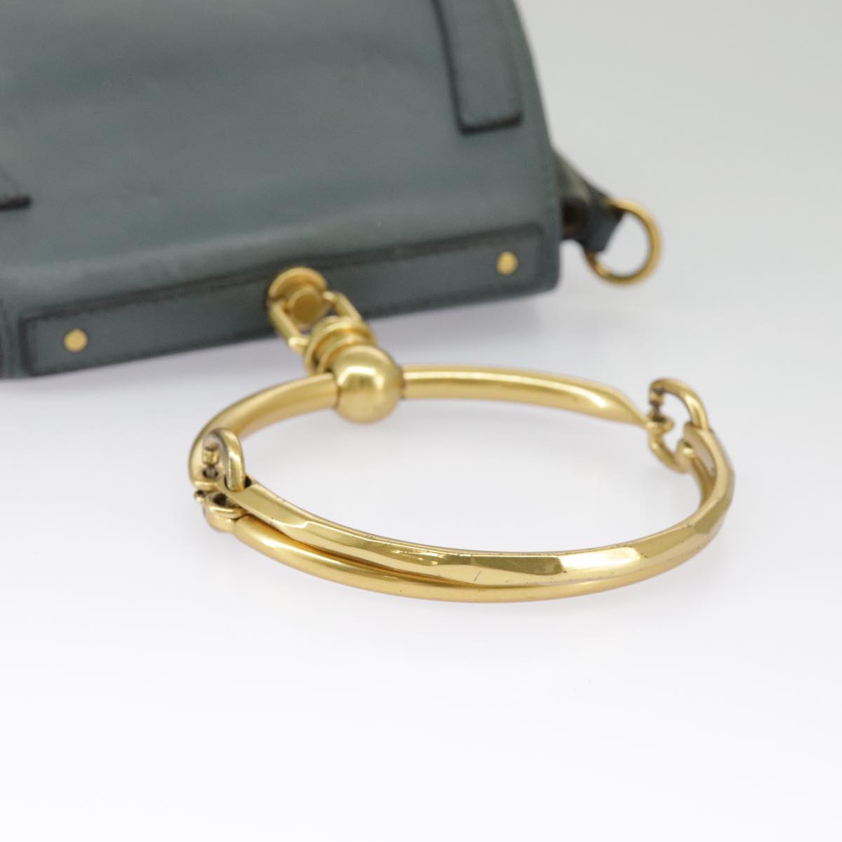 Chloe Nile small bracelet Hand Bag Leather 2way Blue Gold Auth 99046