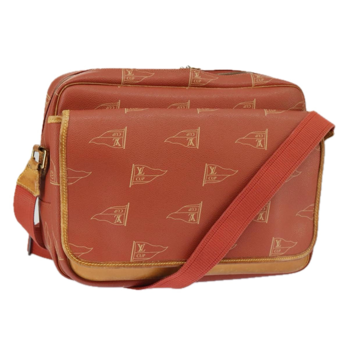 LOUIS VUITTON Cup Calvi Shoulder Bag Red Aboganie M80028 LV Auth 99057