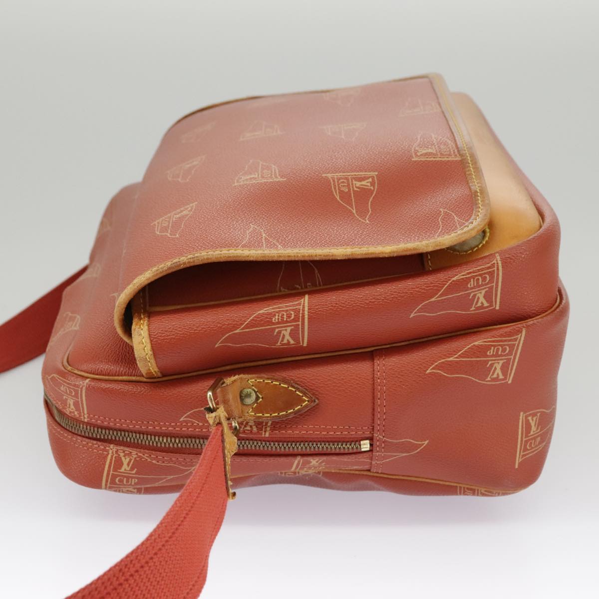 LOUIS VUITTON Cup Calvi Shoulder Bag Red Aboganie M80028 LV Auth 99057