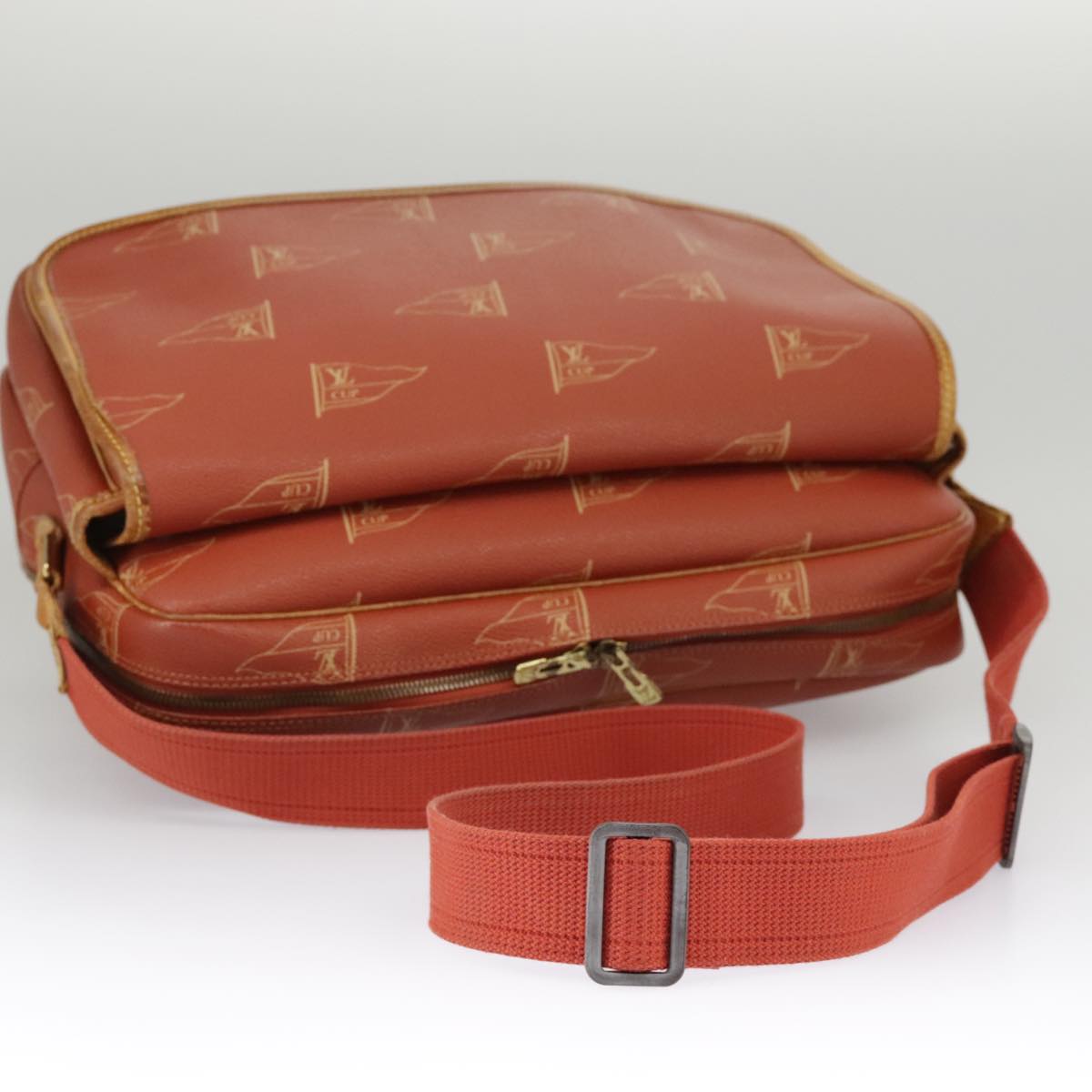 LOUIS VUITTON Cup Calvi Shoulder Bag Red Aboganie M80028 LV Auth 99057