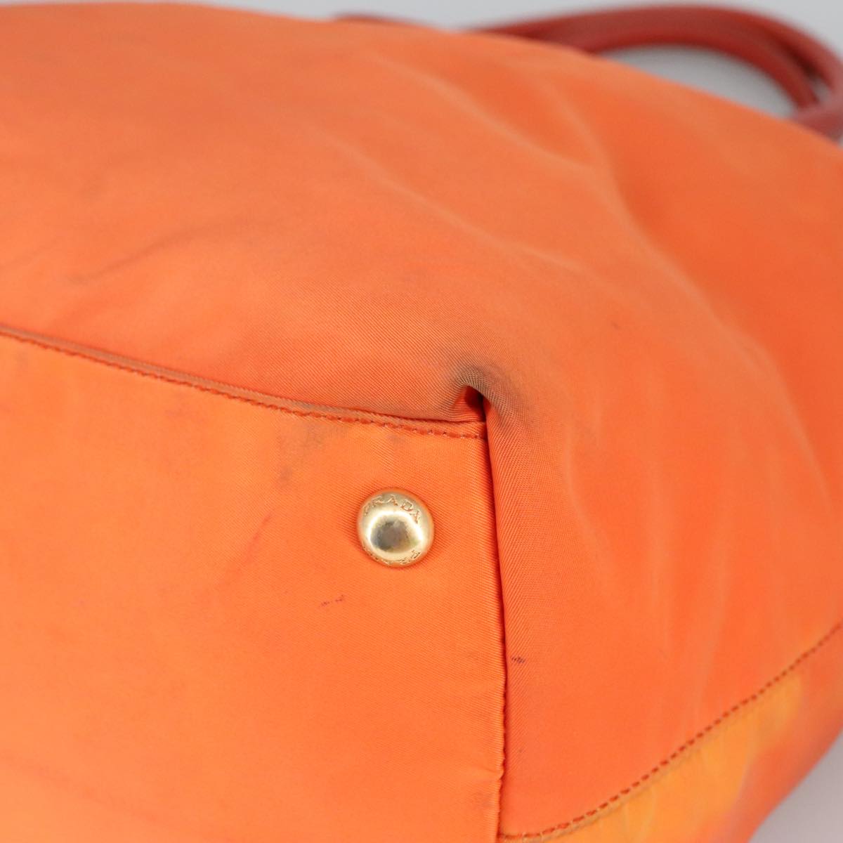 PRADA Hand Bag Nylon Leather 2way Orange Auth 99127