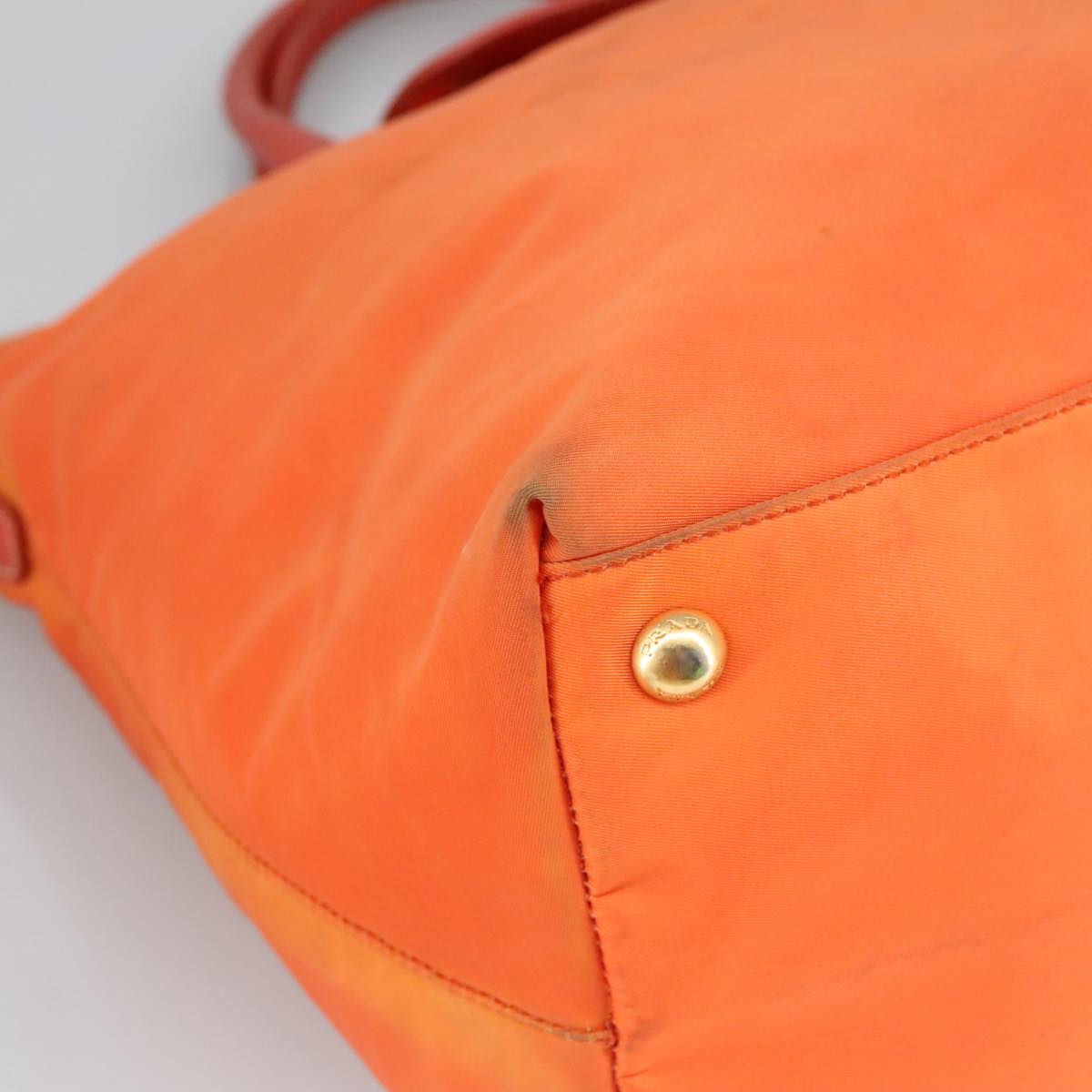 PRADA Hand Bag Nylon Leather 2way Orange Auth 99127