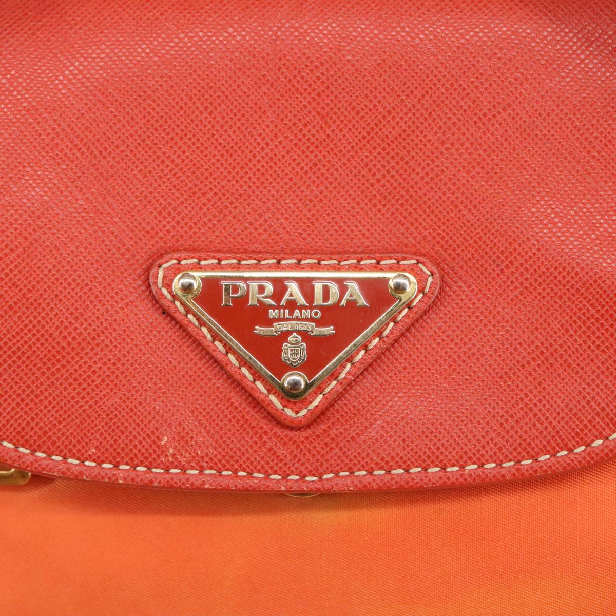 PRADA Hand Bag Nylon Leather 2way Orange Auth 99127