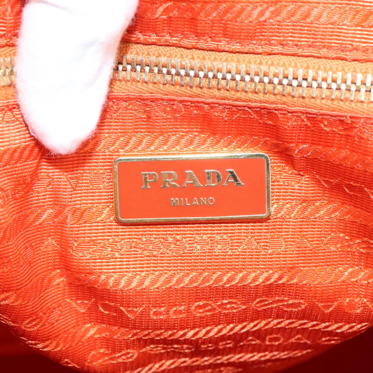 PRADA Hand Bag Nylon Leather 2way Orange Auth 99127