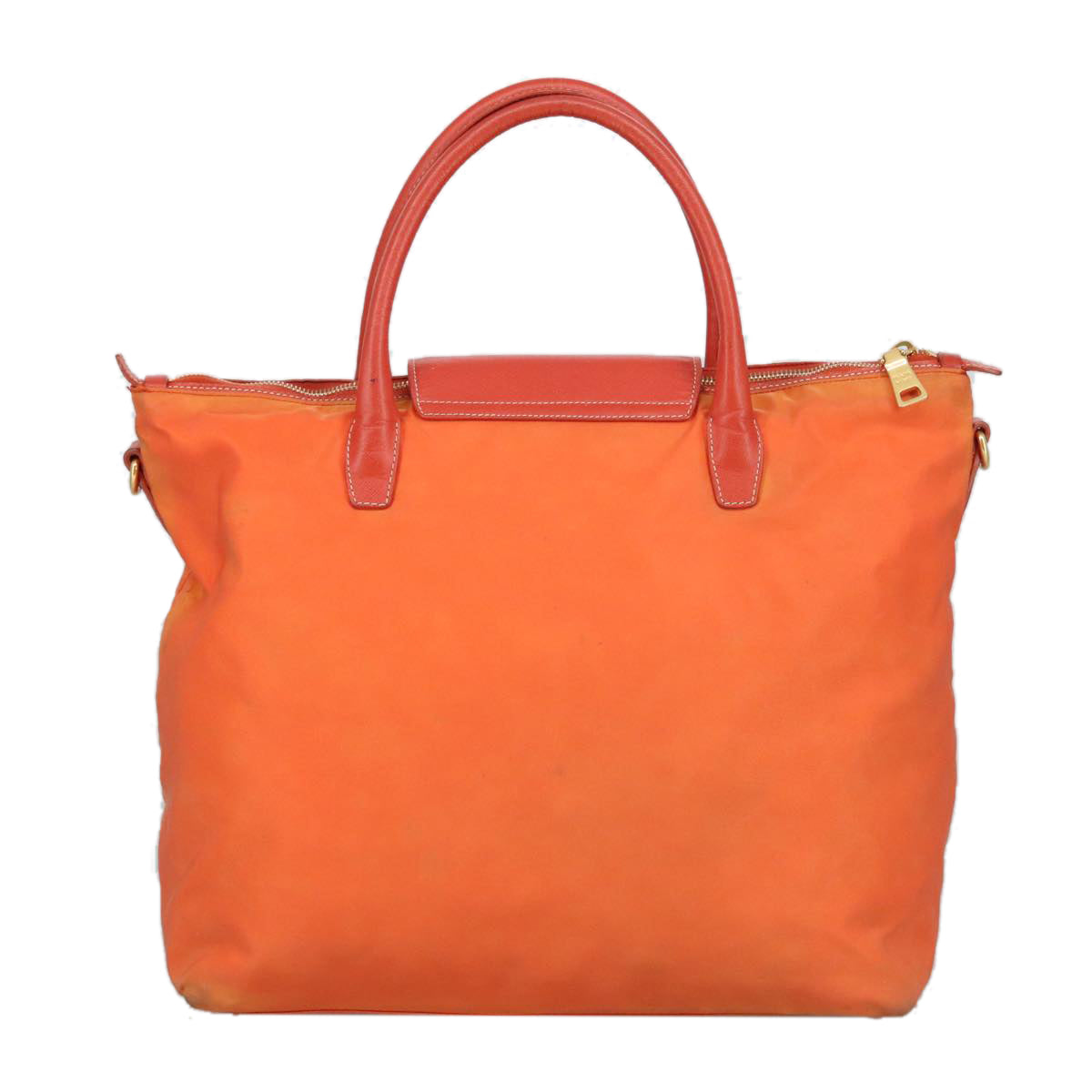 PRADA Hand Bag Nylon Leather 2way Orange Auth 99127