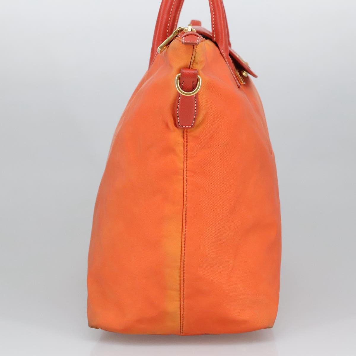 PRADA Hand Bag Nylon Leather 2way Orange Auth 99127