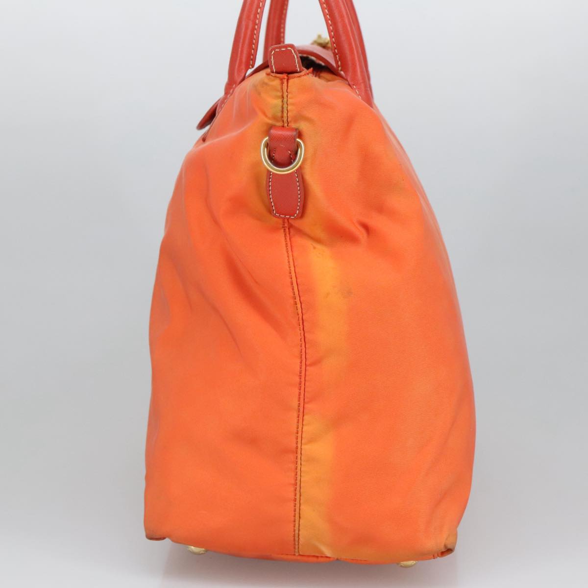 PRADA Hand Bag Nylon Leather 2way Orange Auth 99127