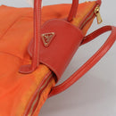 PRADA Hand Bag Nylon Leather 2way Orange Auth 99127-6