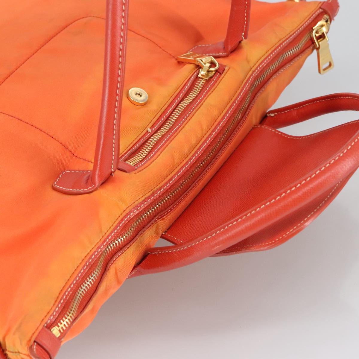 PRADA Hand Bag Nylon Leather 2way Orange Auth 99127