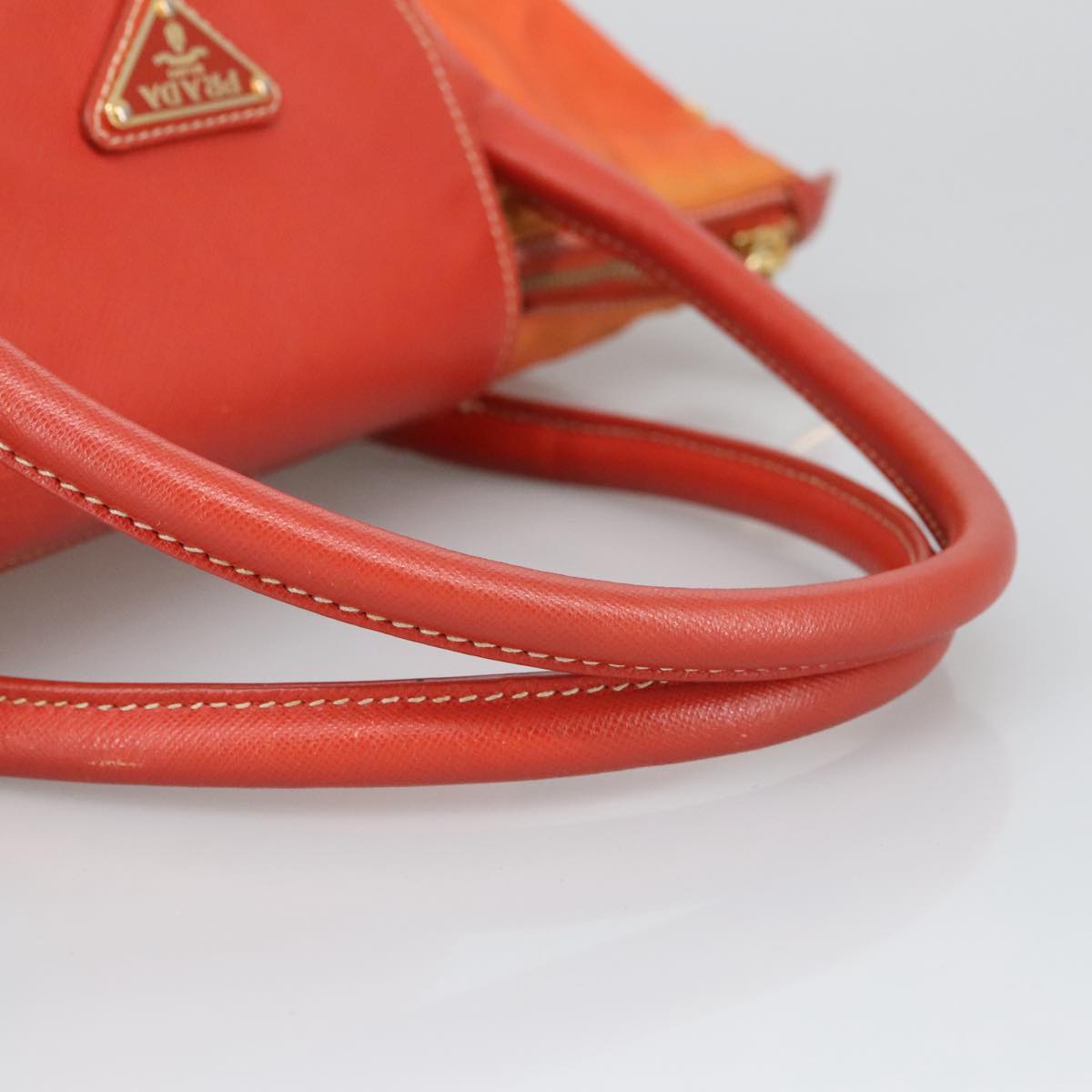 PRADA Hand Bag Nylon Leather 2way Orange Auth 99127